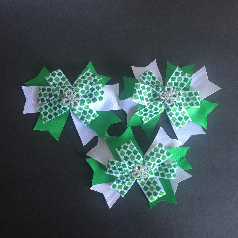 Boutique Handmade Hair Bows-St. Patrick's Day-Set of 3-New